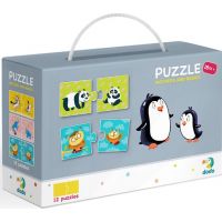 DoDo Puzzle duo Co jedí zvířátka a maminky a děti 2 x 12 dílků 6