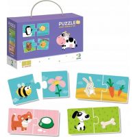 DoDo Puzzle duo Co jedí zvířátka a maminky a děti 2 x 12 dílků 4