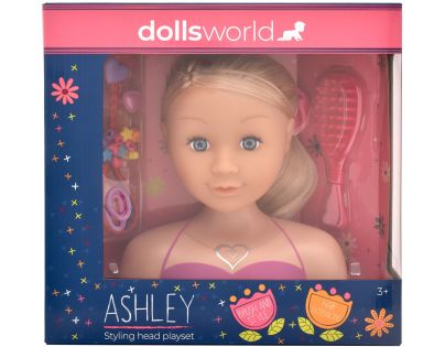 Dolls World - Česací hlava Ashley - blondýnka 21 cm