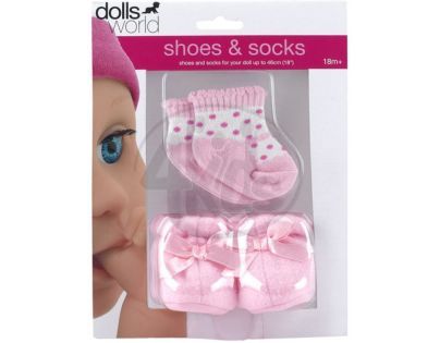 Dolls World Boty a ponožky - Růžové botičky