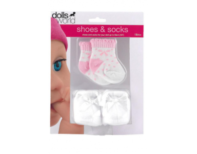 Dolls World Boty a ponožky - Bilé botičky