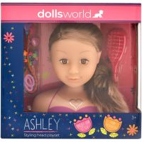 Dolls World Česací hlava Ashley - brunetka 21 cm 2