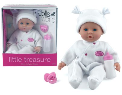 Dolls World Panenka Little Treasure 38 cm bílý obleček