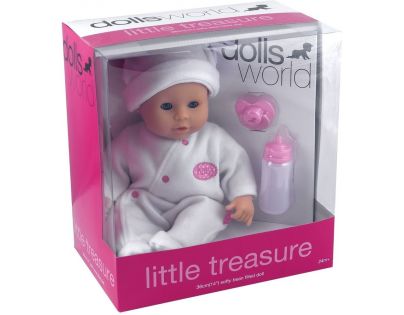 Dolls World Panenka Little Treasure 38 cm bílý obleček