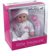 Dolls World Panenka Little Treasure 38 cm bílý obleček 4
