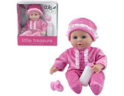 Dolls World Panenka Little Treasure 38 cm růžový obleček