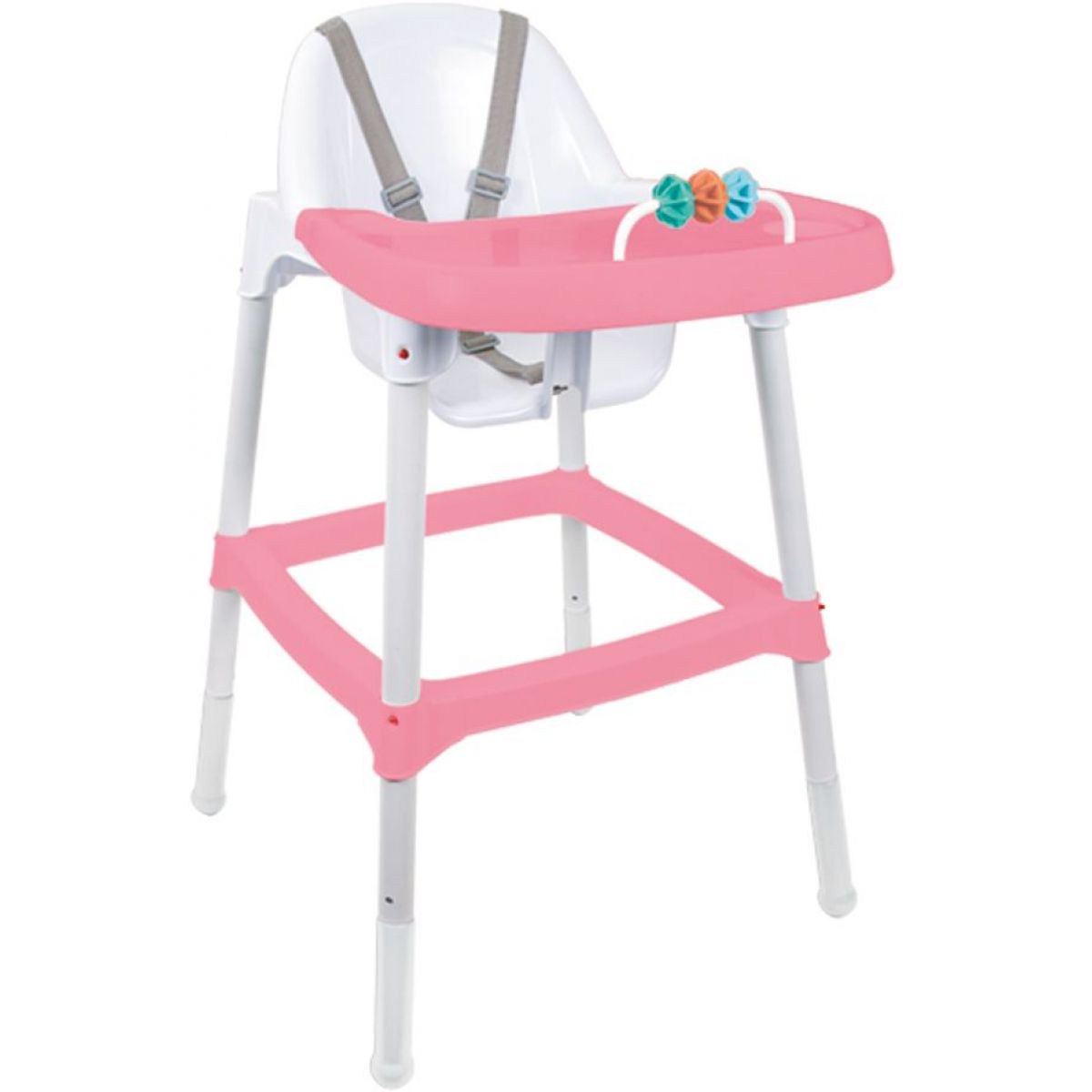 Dolu Dětská jídelní židlička s chrastítkem, růžová