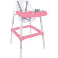 Dolu Dětská jídelní židlička s chrastítkem růžovobílá