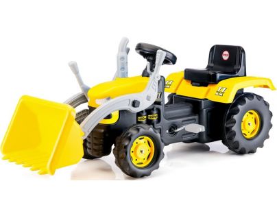 Dolu Velký šlapací traktor s rypadlem žlutý
