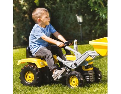 Dolu Velký šlapací traktor s rypadlem žlutý