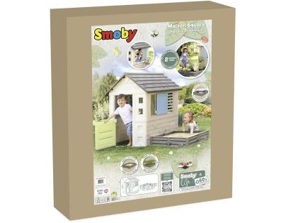 Smoby Domeček Life s čtvercovým pískovištěm záhonem