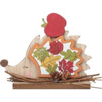 Anděl Dřevěná dekorace ježek s listím 12 cm
