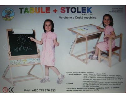 Dřevěné hračky Jaroš Dřevěná magnetická tabule a stolek 2 v 1