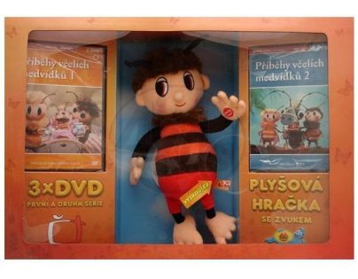 Teddies 00098331 - Dárkový set - Včelí medvídek - Brumda + 3ks DVD
