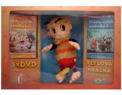 Teddies 00098329 - Dárkový set - Včelí medvídek - Čmelda + 3ks DVD