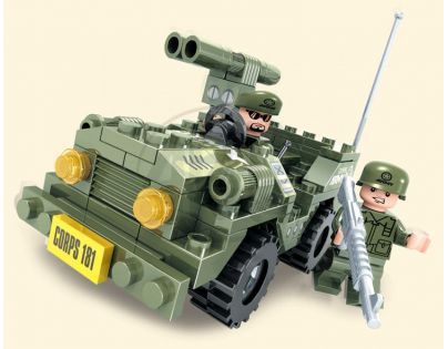 Stavebnice Dromader 22403 Vojáci Auto Jeep 118ks