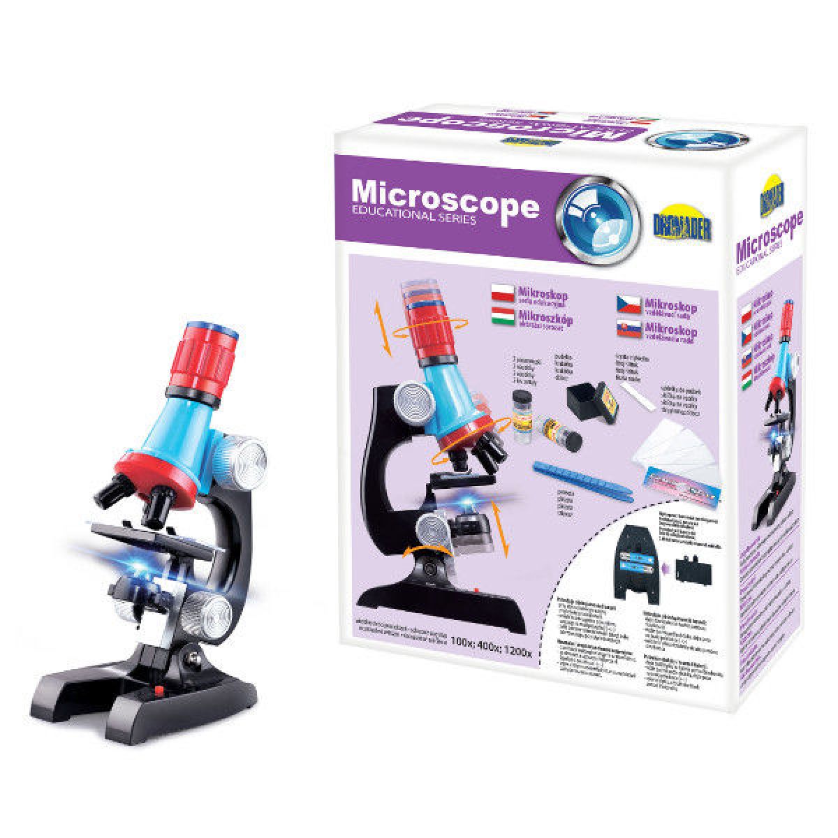 Dromader Mikroskop 100x,400x,1200x s příslušenstvím