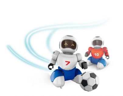 Dva Roboti s míčkem na dálkové ovládání a dvěma brankami