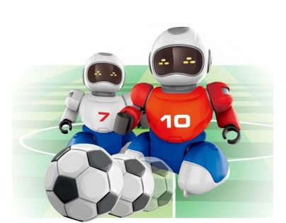 Dva Roboti s míčkem na dálkové ovládání a dvěma brankami