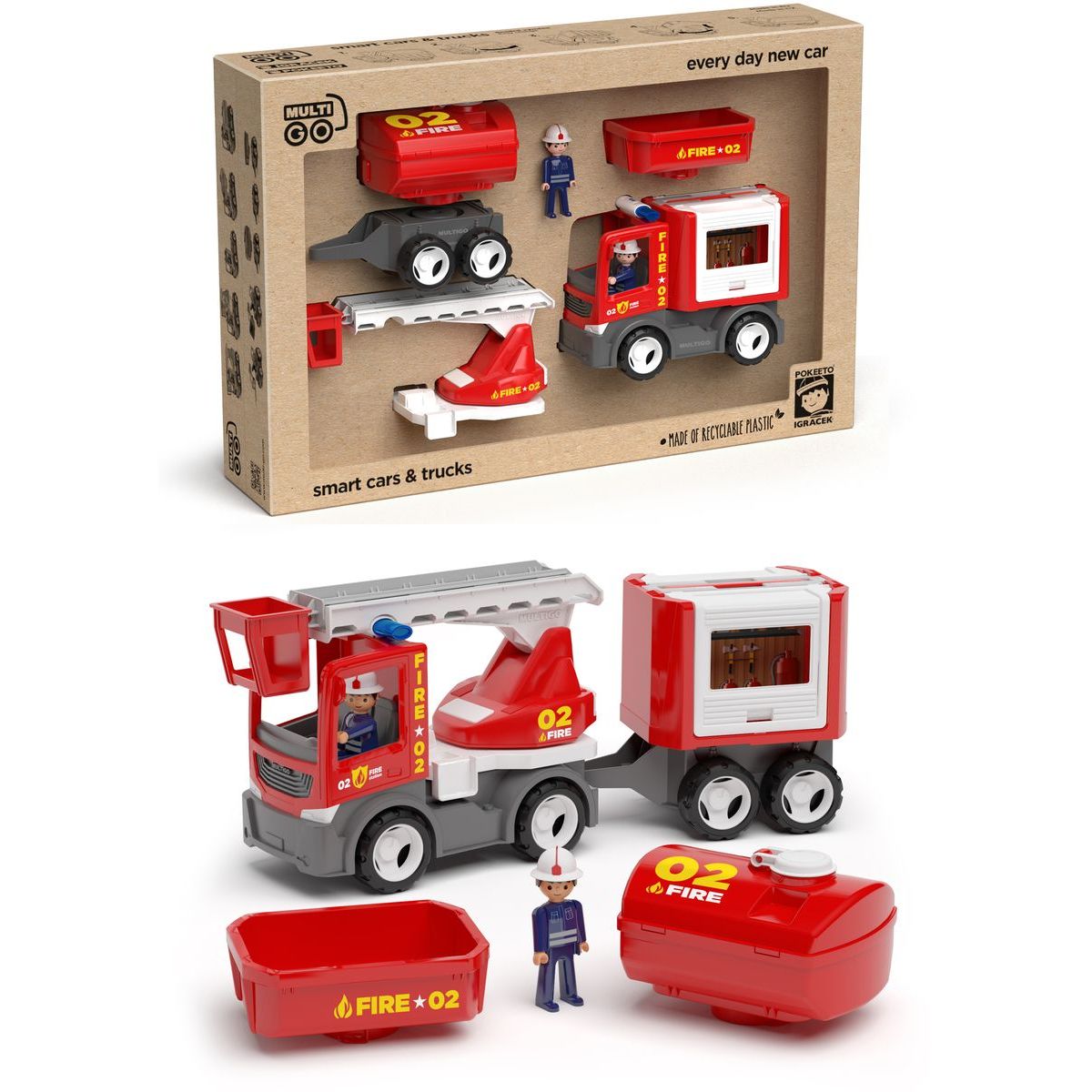 ECO MultiGO Fire set - figurky Igráčků hasičů s auty