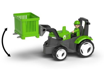 EFKO ECO MultiGO Zelený traktor s vidlemi, paleta, koš, Igráček