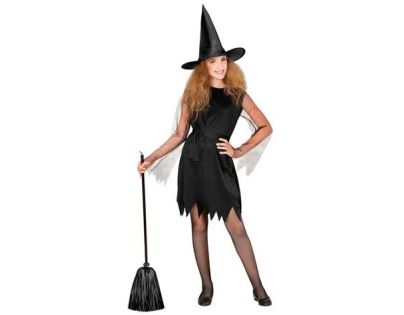 Epee Dětský kostým čarodějnice 116 cm černé šaty