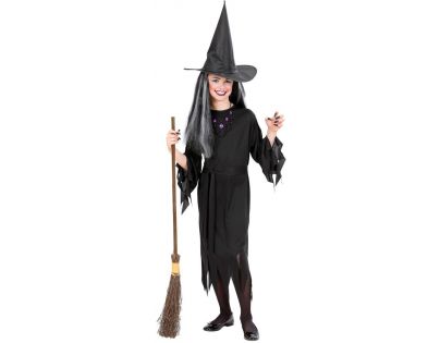 Epee Dětský kostým čarodějnice 116 cm černé delší šaty