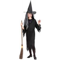 Epee Dětský kostým čarodějnice 116 cm černé delší šaty