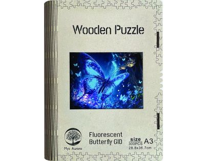 Epee Wooden puzzle Fluorescent Butterfly A3 GID svítící ve tmě