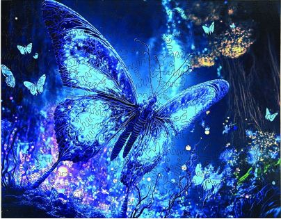 Epee Wooden puzzle Fluorescent Butterfly A3