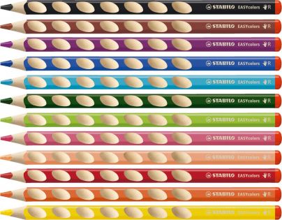 Ergonomické pastelky pro praváky STABILO EASYcolors 12 ks sada s ořezávátkem