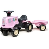 Falk Odstrkovadlo - traktor Birdy farm s přívěsem růžový
