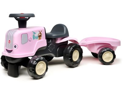 Falk Odstrkovadlo - traktor Birdy farm s přívěsem růžový