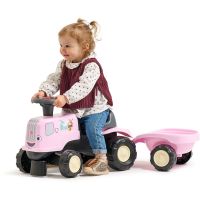Falk Odstrkovadlo - traktor Birdy farm s přívěsem růžový 2
