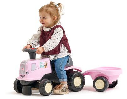 Falk Odstrkovadlo - traktor Birdy farm s přívěsem růžový