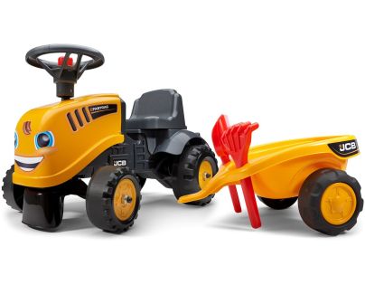 Falk Odstrkovadlo traktor JCB žluté s volantem a valníkem - Poškozený obal