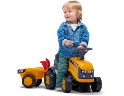 Falk Odstrkovadlo traktor JCB žluté s volantem a valníkem - Poškozený obal