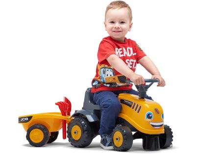 Falk Odstrkovadlo traktor JCB žluté s volantem a valníkem - Poškozený obal