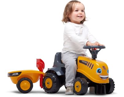 Falk Odstrkovadlo traktor JCB žluté s volantem a valníkem - Poškozený obal