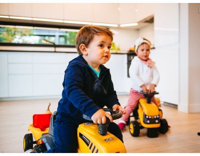 Falk Odstrkovadlo traktor JCB žluté s volantem a valníkem - Poškozený obal