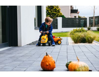 Falk Odstrkovadlo traktor JCB žluté s volantem a valníkem - Poškozený obal
