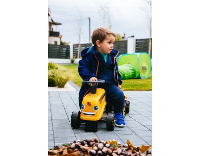Falk Odstrkovadlo traktor JCB žluté s volantem a valníkem - Poškozený obal