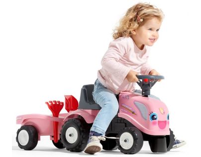 Falk Odstrkovadlo traktor Landini růžový s volantem a valníkem