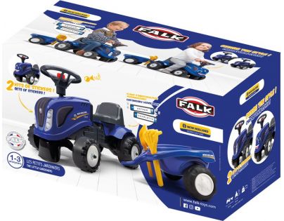 Falk Odstrkovadlo traktor New Holland modré s volantem a valníkem