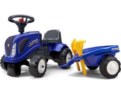 Falk Odstrkovadlo traktor New Holland modré s volantem a valníkem