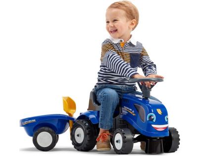 Falk Odstrkovadlo traktor New Holland modré s volantem a valníkem