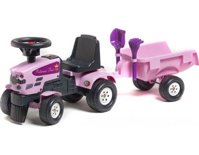 Falk Odstrkovadlo Traktor Princess s volantem a valníkem