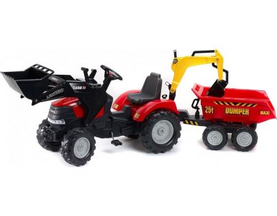 Falk Šlapací traktor Case IH Puma 240CVX s přední i zadní lížící a přívěs