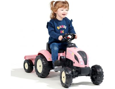 Falk Šlapací traktor County Star s valníkem růžový
