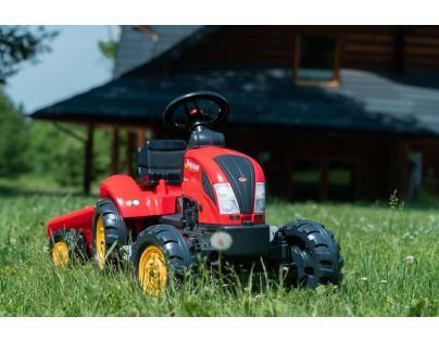 Falk Traktor šlapací Country Farmer s valníkem červený